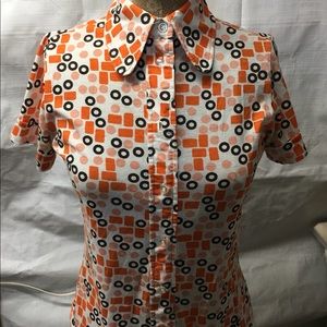 Original vintage 1970 knit shirt, groovy orange